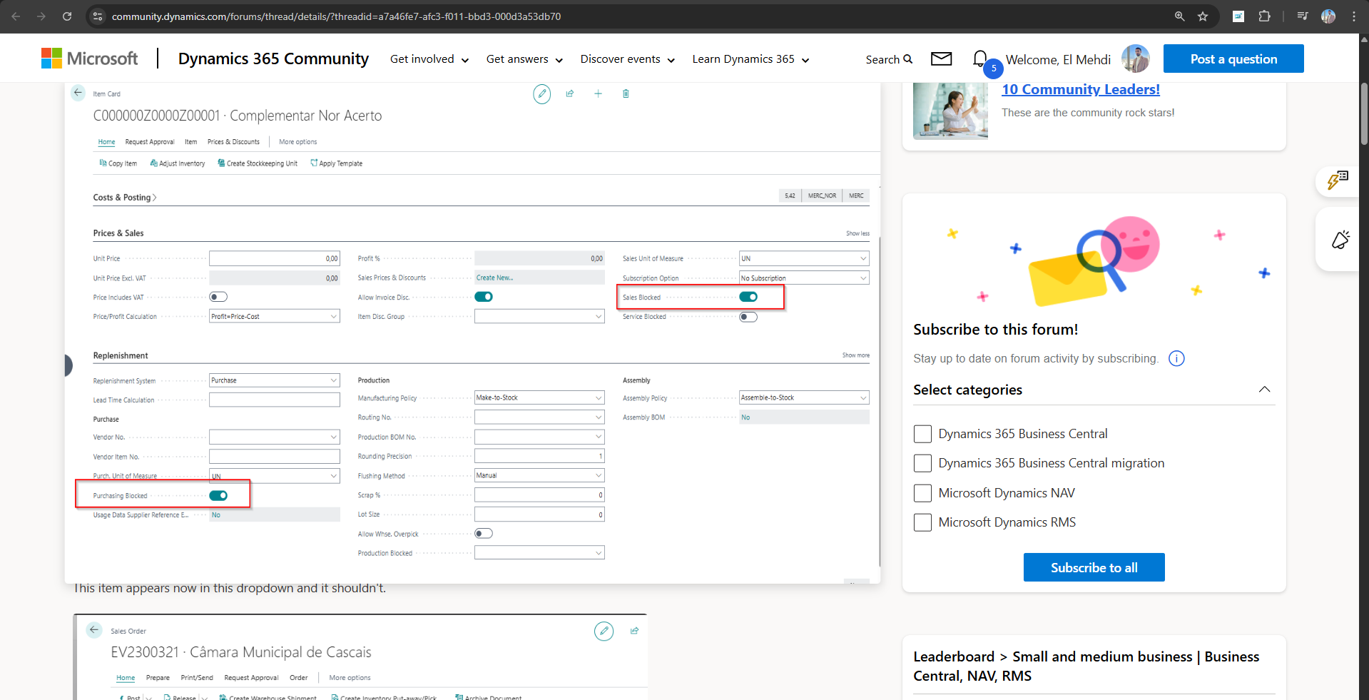 Extension in action on Dynamics Community forum